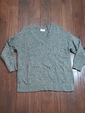 Old Navy Green & White Blend V-Neck Tunic Length Sweater size XL